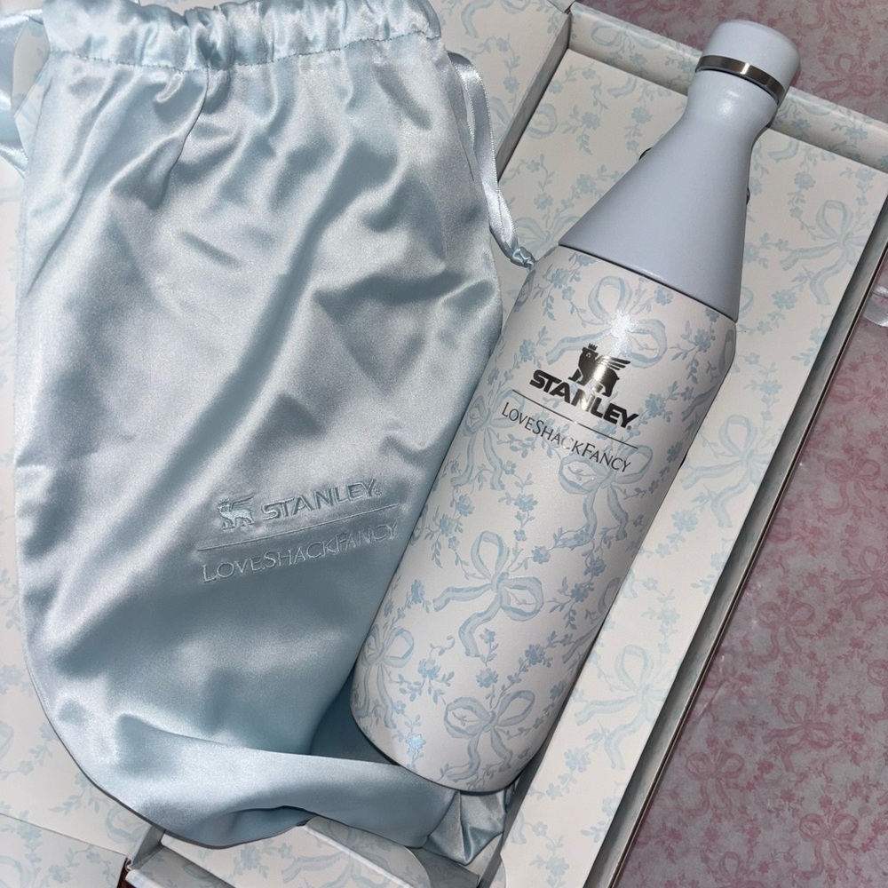 LoveShackFancy Stanley Pale Blue & White Floral Insulated Bottle